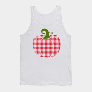 Farmhouse, Country, Red Gingham Pumpkin Tank Top